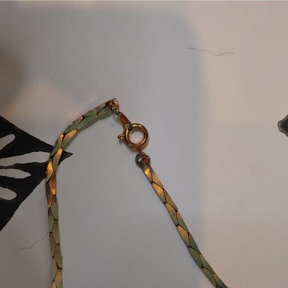 Vintage 80s Enameled Parrot with Rhinestone Pendant Statement Necklace - Picture 7 of 9